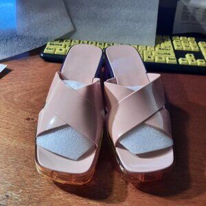 NEW ! Flip Flop Peach Mule Heel Sz XL